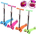 Patinete Infantil 4 Rodas com LEDs, dobrável e ajustável, ideal para equilíbrio, diversão e segurança até 60kg. - Imagem 7
