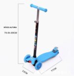 Patinete Infantil 4 Rodas com LEDs, dobrável e ajustável, ideal para equilíbrio, diversão e segurança até 60kg. - Imagem 8