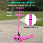 Patinete Infantil Hurtle 3 Rodas com Luzes LED: diversão leve, ajustável e dobrável para crianças. - Imagem 3