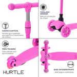 Patinete Infantil Hurtle 3 Rodas com Luzes LED: diversão leve, ajustável e dobrável para crianças. - Imagem 6