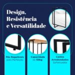 Kit 2 Pés de Mesa Dynamica T em aço preto, reforçado para home office e jantar, ideal para MDF, vidro e madeira maciça - Imagem 3