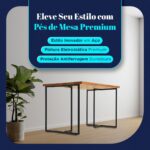 Kit 2 Pés de Mesa Dynamica T em aço preto, reforçado para home office e jantar, ideal para MDF, vidro e madeira maciça - Imagem 4