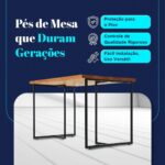 Kit 2 Pés de Mesa Dynamica T em aço preto, reforçado para home office e jantar, ideal para MDF, vidro e madeira maciça - Imagem 5