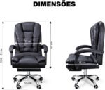 Cadeira de Escritório Ergonômica Presidente: conforto, reclínio 120° e apoio retrátil para longas jornadas. - Imagem 3
