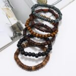 Pulseira masculina de hematita natural com design minimalista e contas elásticas, presente ideal para homens - Imagem 6
