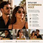 Óculos de sol ovais retrô polarizados com armação metálica dourada e UV 400, estilo moderno tendência 2026 - Imagem 3