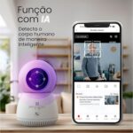 Câmera de Segurança Inteligente WiFi 3MP com giro 360, visão noturna e áudio bidirecional para monitoramento completo. - Imagem 5