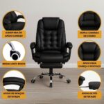 Cadeira de Escritório Presidente Ergonômica com apoio retrátil, encosto reclinável e conforto premium para home office. - Imagem 7