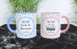 Kit 2 Canecas Dinda e Dindo Personalizadas 325ml, presente emocionante para convite de padrinhos de batismo com nome personalizável. - Imagem 4
