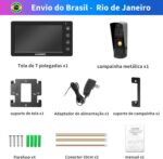 Karmen vídeo porteiro com fio 7 polegadas: segurança e controle de acesso para sua casa, kit completo com 1 monitor e 2 campainhas externas - Imagem 8
