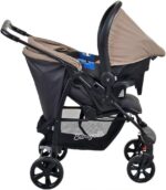 Carrinho de bebê Burigotto Ecco cinza bege com bebê conforto, mais praticidade e conforto para passeios seguros. - Imagem 3