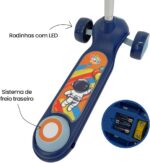 Patinete Infantil Velorad Kids Z-Rader Azul Marinho com luzes, música e guidão ajustável para diversão e segurança. - Imagem 2