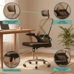 Cadeira de escritório Flink Healer preta com encosto de cabeça, conforto ergonômico e apoio para longas horas de trabalho - Imagem 6