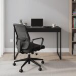 Mesa Escrivaninha Compacta Estilo Industrial Preta: ideal para home office com estrutura firme e design moderno. - Imagem 5