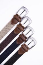 Cintos trançados elásticos de lona para homens e mulheres, ajustáveis e confortáveis, em tamanhos e cores variadas. - Imagem 5