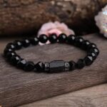 Pulseira de turmalina preta e ônix natural feita à mão, estilo unissex com proteção e elegância. - Imagem 3