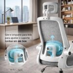 Cadeira de Escritório Ergonômica BlidShop: conforto premium, apoio lombar e suporte de até 120kg para seu home office. - Imagem 11