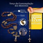 Terço da Contemplação em madeira 10mm marrom com medalhas de São Bento para oração e devoção profunda - Imagem 9