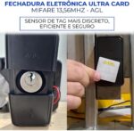 Kit Fechadura Eletrônica AGL Ultra Card Preta com 10 chaves digitais, alta segurança e acesso rápido para portas e portões. - Imagem 5