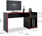 Escrivaninha Mesa Gamer EROS preto/vermelho: tampo amplo, estrutura robusta e conforto ergonômico para seu setup. - Imagem 3
