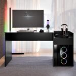 Escrivaninha Mesa Gamer EROS preto/vermelho: tampo amplo, estrutura robusta e conforto ergonômico para seu setup. - Imagem 6