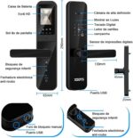 Fechadura Digital Inteligente com Câmera: biometria, senha, cartão, chave e app Tuya para acesso remoto seguro - Imagem 8