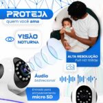 Câmera IP Azimark 360° HD WiFi com visão noturna e alerta de movimento para segurança residencial. - Imagem 3