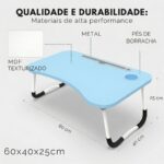 Mesa para Notebook Dobrável 60x40cm com suporte celular e porta-copos: conforto e praticidade para cama, sofá e home office. - Imagem 3