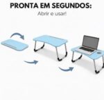Mesa para Notebook Dobrável 60x40cm com suporte celular e porta-copos: conforto e praticidade para cama, sofá e home office. - Imagem 4