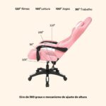 Cadeira Gamer Ergonômica Rosa e Branco: conforto, suporte lombar e altura ajustável para seu setup ideal. - Imagem 9