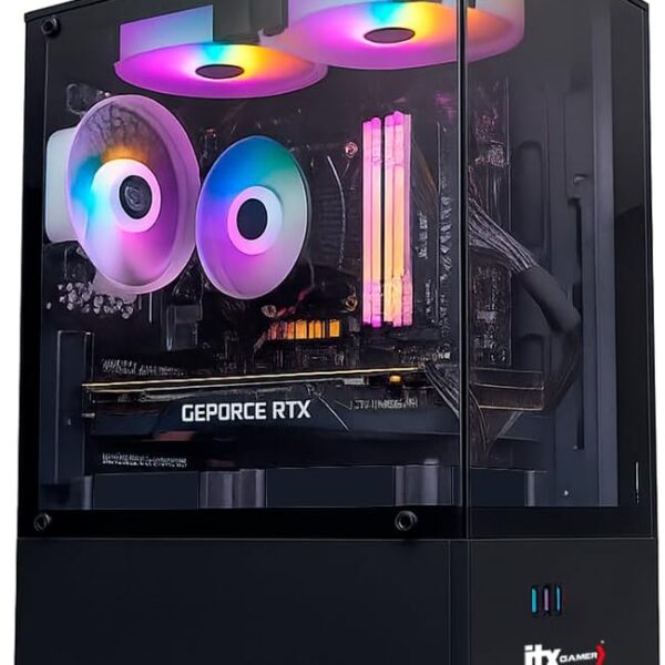 PC Gamer ITX Arena com Ryzen 5 5600X e RTX 5060 8GB: alto desempenho para jogos e multitarefas.