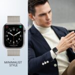 Pulseira de metal Zedoli magnética em malha milanesa para Apple Watch, ajuste elegante e seguro para vários modelos. - Imagem 7
