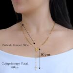 Terço Feminino de Pescoço 50 cm em aço inox 316L, hipoalérgico e resistente, com Medalha de São Bento em dourado ou prata. - Imagem 6