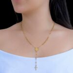 Terço Feminino de Pescoço 50 cm em aço inox 316L, hipoalérgico e resistente, com Medalha de São Bento em dourado ou prata. - Imagem 8