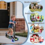 Scooter infantil LED 3 rodas com altura ajustável e direção inclinada para crianças de 3 a 10 anos, até 50 kg - Imagem 4