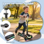 Scooter infantil LED 3 rodas com altura ajustável e direção inclinada para crianças de 3 a 10 anos, até 50 kg - Imagem 5