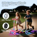 Scooter infantil LED 3 rodas com altura ajustável e direção inclinada para crianças de 3 a 10 anos, até 50 kg - Imagem 7