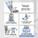 Cadeira ergonômica NR17 com apoio lombar, reclinação e conforto premium para home office e gaming. - Imagem 6