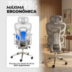 Cadeira ergonômica NR17 com apoio lombar, reclinação e conforto premium para home office e gaming. - Imagem 7
