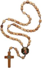 Terço de Madeira Imbuia 10mm com Resina Sagrado Coração de Jesus e Maria, cordão marrom e metal ouro velho: fé e devoção em cada detalhe. - Imagem 6
