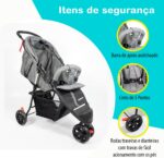 Carrinho de Bebê EasyGo KaBaby cinza: dobrável, leve e prático para até 15kg. - Imagem 4