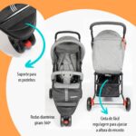 Carrinho de Bebê EasyGo KaBaby cinza: dobrável, leve e prático para até 15kg. - Imagem 6