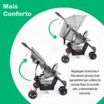 Carrinho de Bebê EasyGo KaBaby cinza: dobrável, leve e prático para até 15kg. - Imagem 7