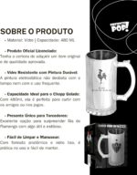 Caneca Chopp Galo 480ml licenciada, preta com detalhes prata, ideal para chopp e presente perfeito para torcedores. - Imagem 4