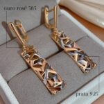 Brinco Elegância Rosê: design moderno, leve e antialérgico com prata 925 e ouro rosê 585. - Imagem 5