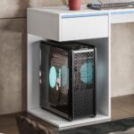 Escrivaninha Gamer Movelove Start Flex: suporte para 2 monitores, gaveta metálica e design branco para seu setup. - Imagem 6