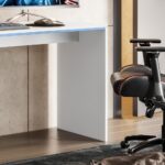 Escrivaninha Gamer Movelove Start Flex: suporte para 2 monitores, gaveta metálica e design branco para seu setup. - Imagem 9