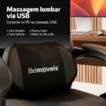 Cadeira Gamer Belmóveis BMG2 em couro sintético com molas ensacadas, massagem USB e apoio para os pés. - Imagem 4