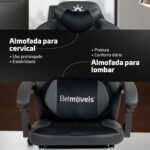 Cadeira Gamer Belmóveis BMG2 em couro sintético com molas ensacadas, massagem USB e apoio para os pés. - Imagem 6