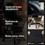 Cadeira Gamer Belmóveis BMG2 em couro sintético com molas ensacadas, massagem USB e apoio para os pés. - Imagem 7